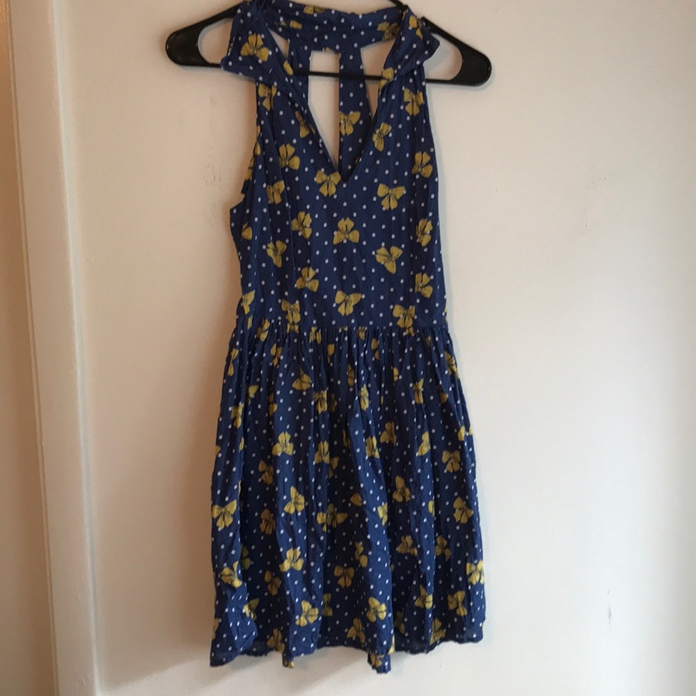 ASOS navy polka dot bow dress